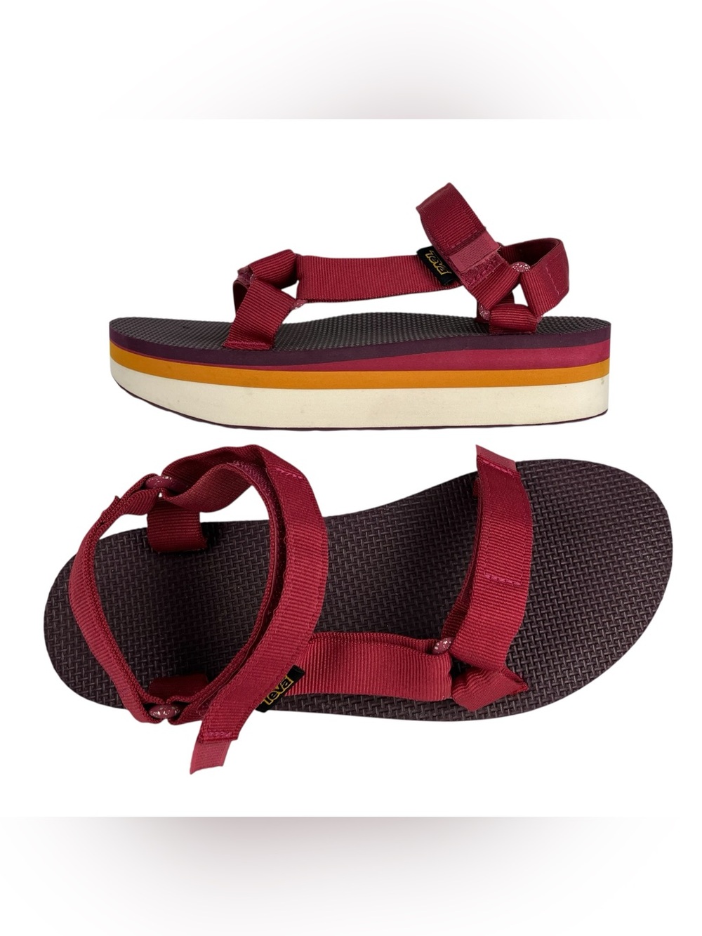 Teva Flatform Universal Sandals Women’s 10 Sangria 70s Colors Strappy 1013653